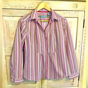 Liz Claiborne Striped Button Down Shirt Preppy Modern Prep Preppy Literary Chic